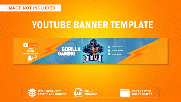 PSD modern gaming youtube banner