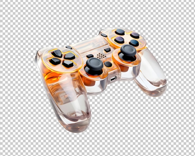 Modern glass joystick gamepad isolated on transparent background