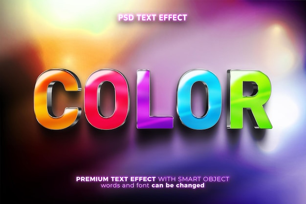 Modern glossy color metal steel 3d editable text effect style mockup