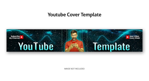 Modern glow effect and professional youtube channel cover psd template design