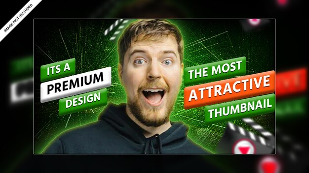 PSD design moderno del modello psd premium per banner web con miniatura video del canale youtube con effetto bagliore moderno