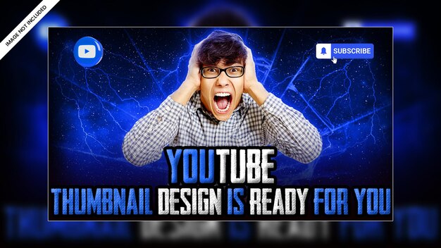 Modern glow effect youtube channel video thumbnail video web banner premium psd template design