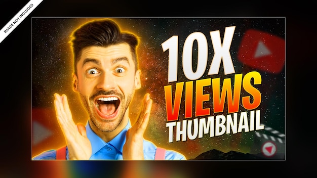 Modern glow effect youtube channel video thumbnail video web banner premium PSD template design