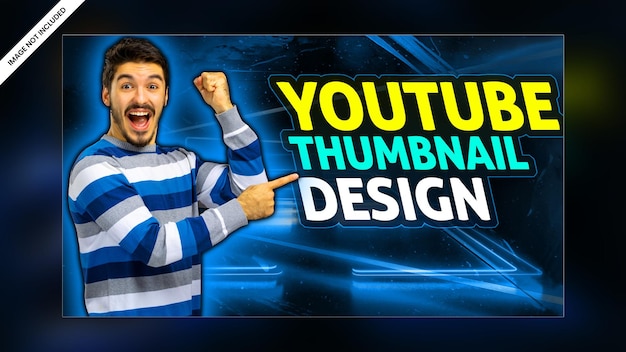 Design moderno del modello psd premium per banner web con miniatura video del canale youtube con effetto bagliore moderno