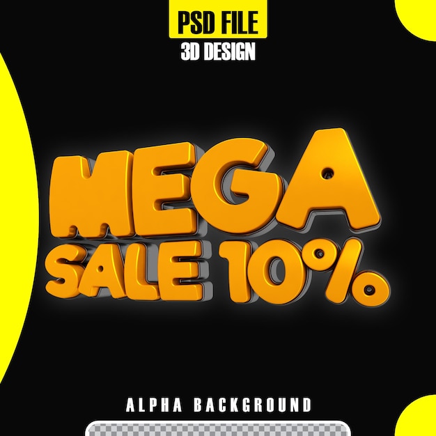 Modern gold 3d mega sale banner promotion 10 template