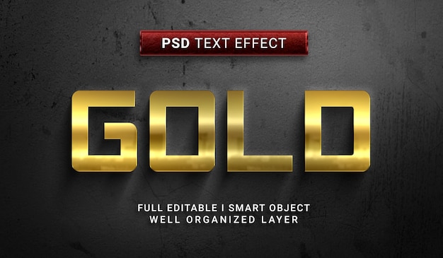 Modern gold 3d style psd text effect