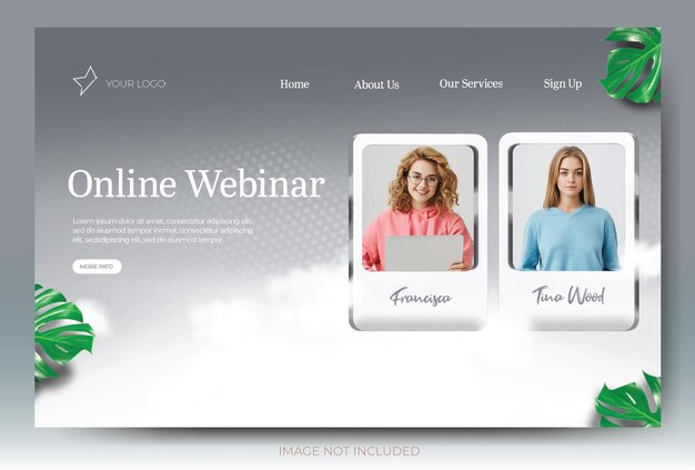PSD モダンなグレーのウェビナー ランディング ページ ソーシャル メディア マーケティング投稿フィード