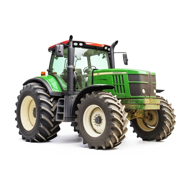 PSD modern green tractor isolated on white background