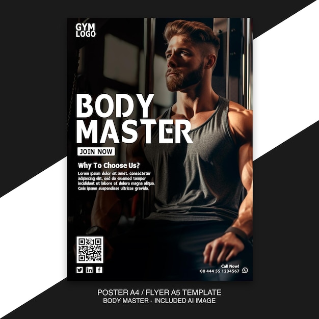 Modern gym flyer fitness banner template with image