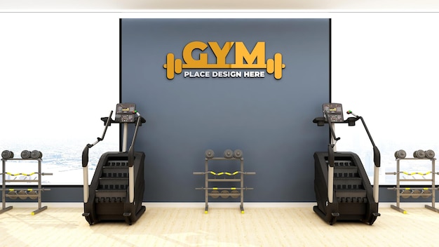 Modern gym interieur muur logo mockup