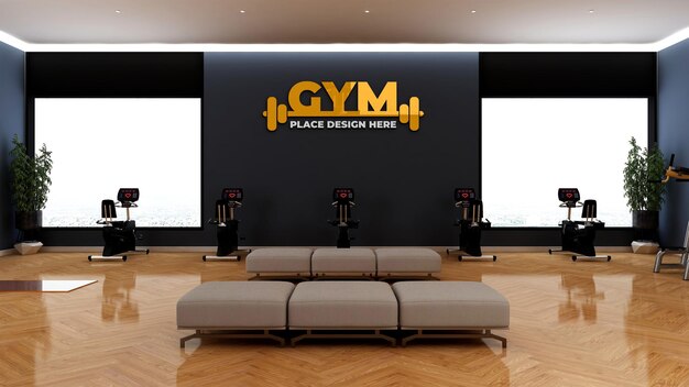 PSD modern gym interieur wandbord mockup