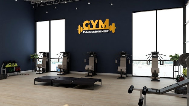 Modern gym interior wall mockup