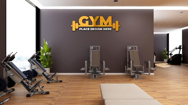 Modern gym interior wall mockup