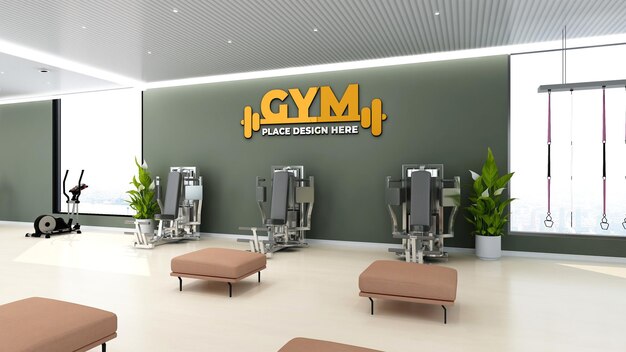 Modern gym interior wall mockup