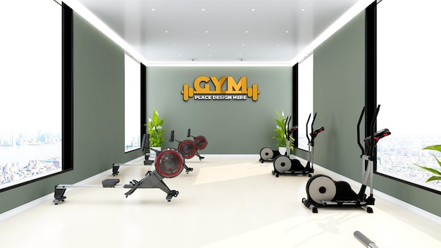 PSD modern gym interior wall mockup