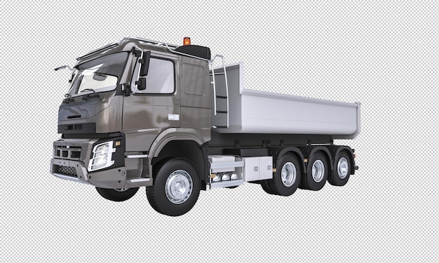 PSD moderno dump truck pesante su sfondo bianco