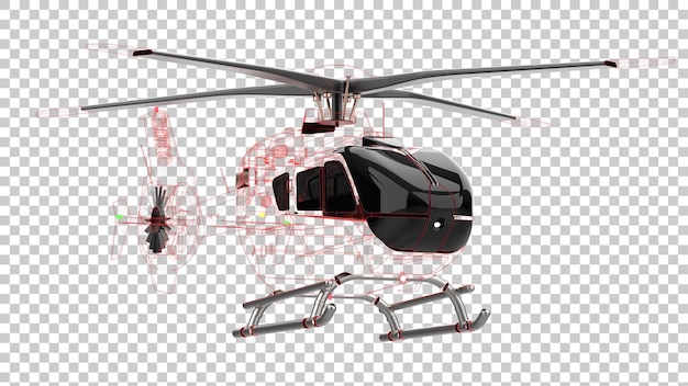 透明な背景の3dレンダリングイラストのモダンなヘリコプター
