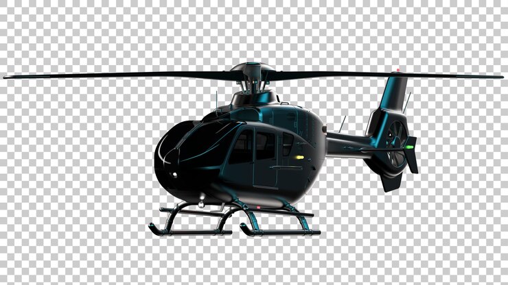 PSD modern helicopter on transparent background 3d rendering illustration