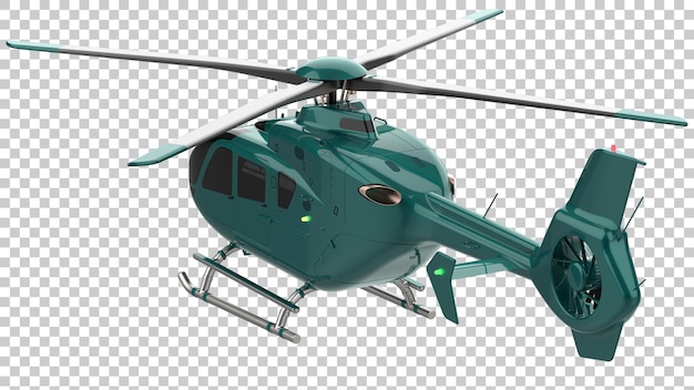 Modern helicopter on transparent background 3d rendering illustration