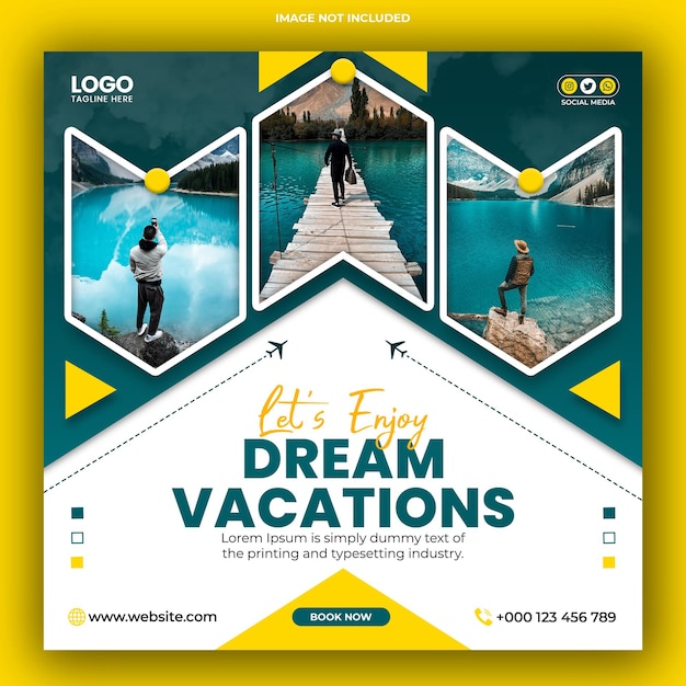 Modern holiday travel vacation social media post and instagram banner design