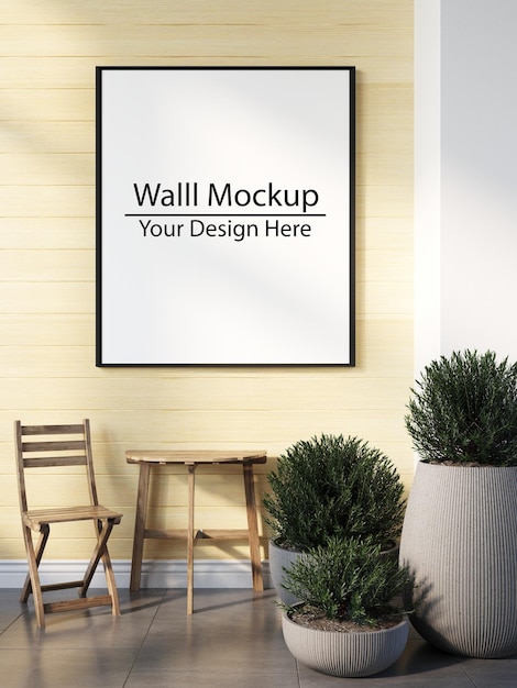 PSD modern home interior mockup in wall living room templete minimal cozy design