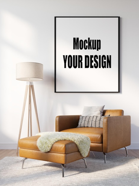 Modern home interior mockup in wall living room templete design minimale e accogliente