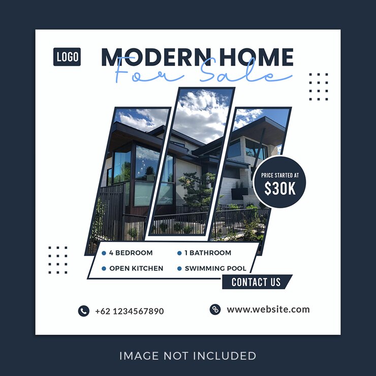 modern home property social media post template