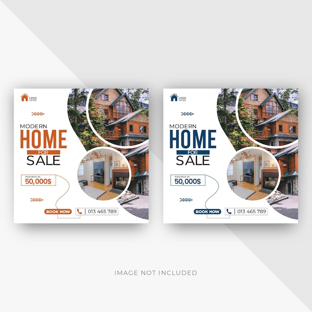 PSD modern home real estate social media banner template