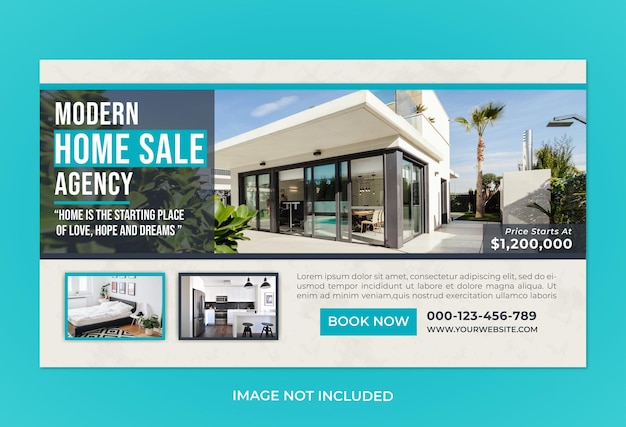 Modern home sale agency web banner template