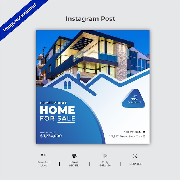 PSD modern home sale real state template and instagram social media post