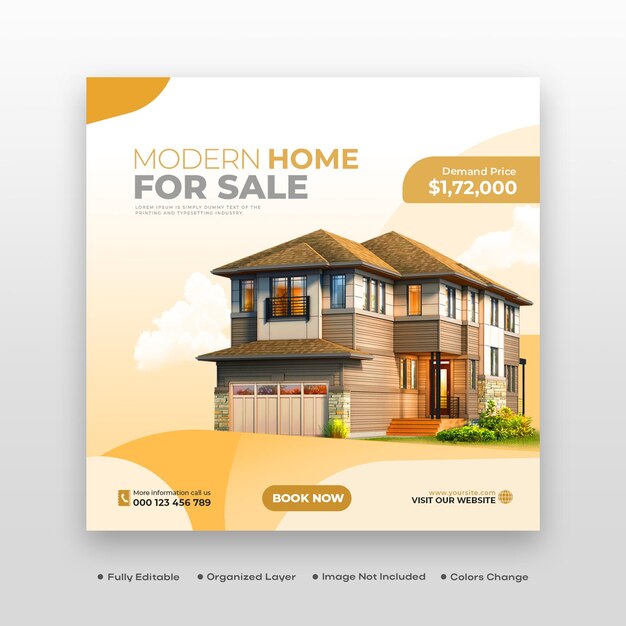 PSD modern home for sale social media advertises post