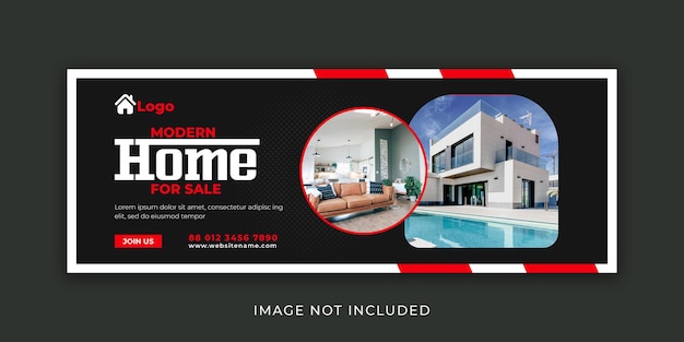 Modern home sale social media cover design template