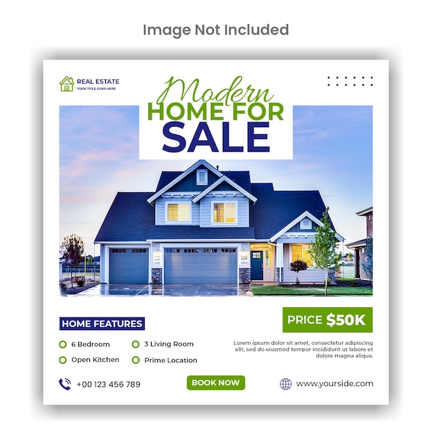 PSD modern home sale social media or instagram post template design