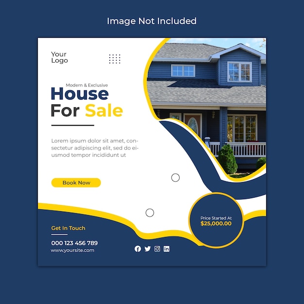 Modern home for sale social media post template design