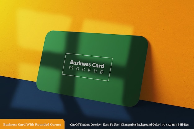 PSD modern horizontal 90x50 mm corporate business card with round corner mock up