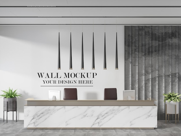 PSD modern hotel front desk wall template