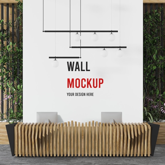 Modern hotel reception wall mockup