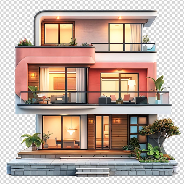 PSD modern house on isolated background