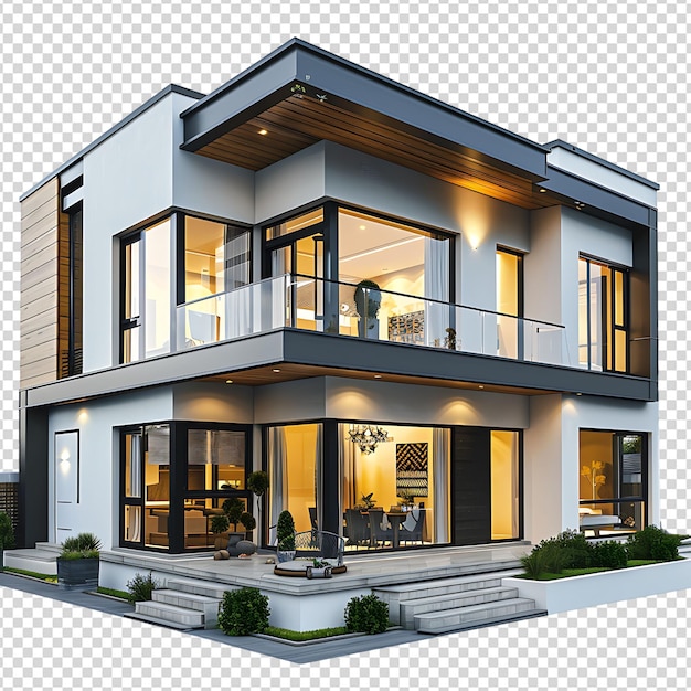 PSD modern house on isolated background