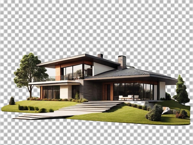 PSD modern house isolated on transparent background