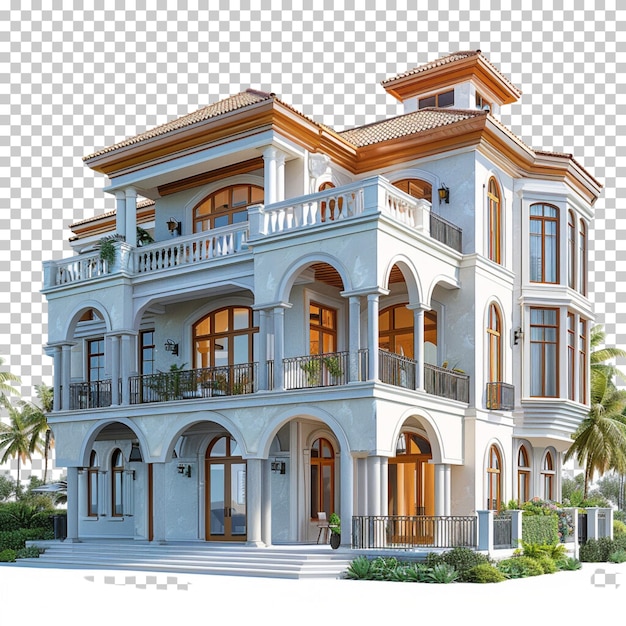 PSD modern house isolated on transparent background
