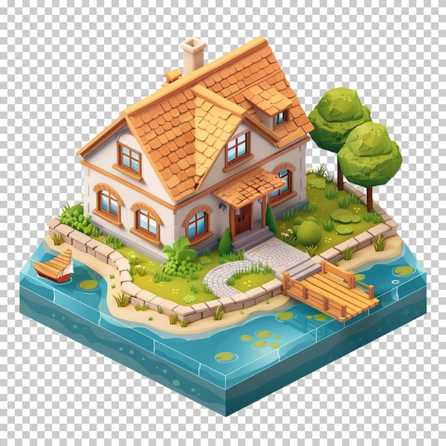 PSD modern house isolated on transparent background