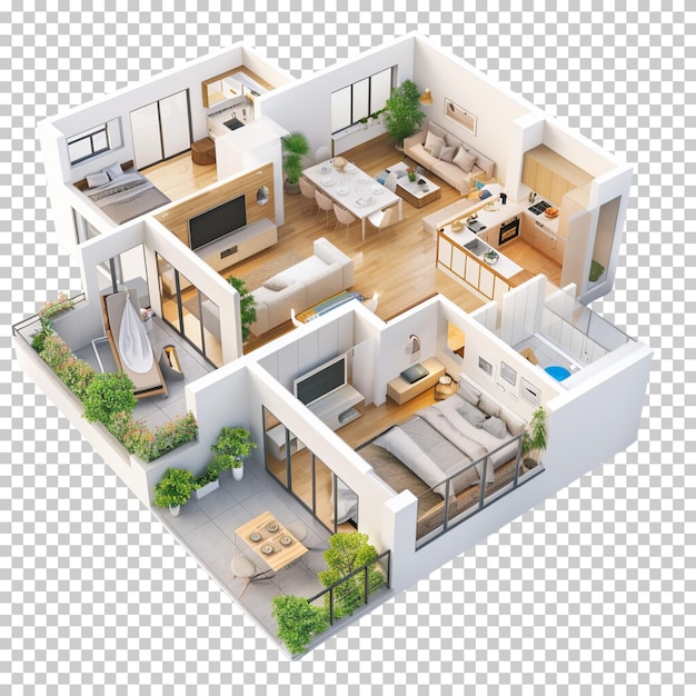 PSD modern house isolated on transparent background