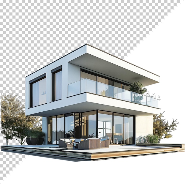 PSD modern house isolated on transparent background