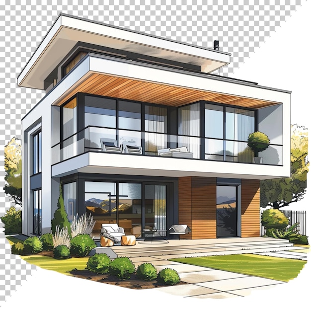 PSD modern house isolated on transparent background