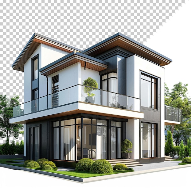 PSD modern house isolated on transparent background