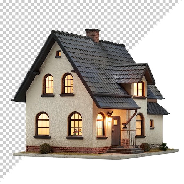 PSD modern house isolated on transparent background