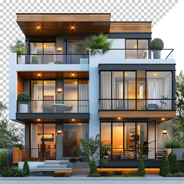 PSD modern house isolated on transparent background