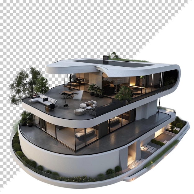 Modern house isolated on transparent background