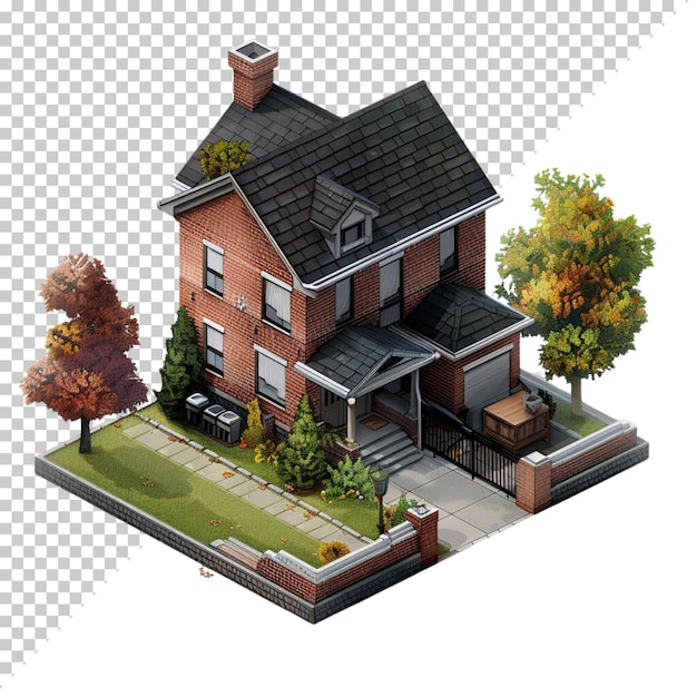 PSD modern house isolated on transparent background